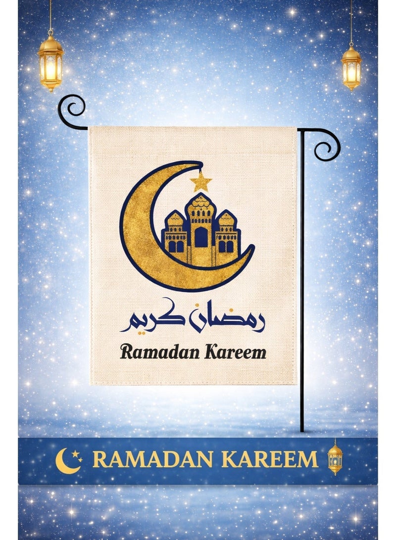 general Ramadan Kareem Eid Mubarak Double-Sided Garden Flag 30×45cm/12×18in | Vertical Islamic Lantern & Moon Yard Banner for Outdoor Patio Festival Decor - Image 2